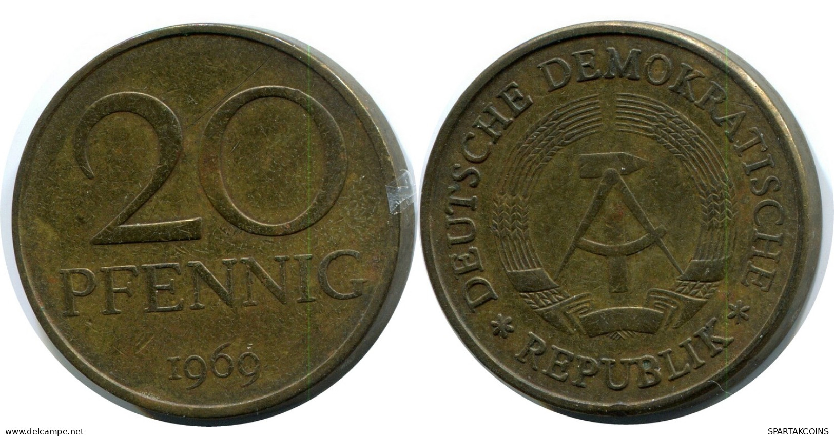 20 PFENNIG 1969 DDR EAST GERMANY Coin #DB101.U - 20 Pfennig
