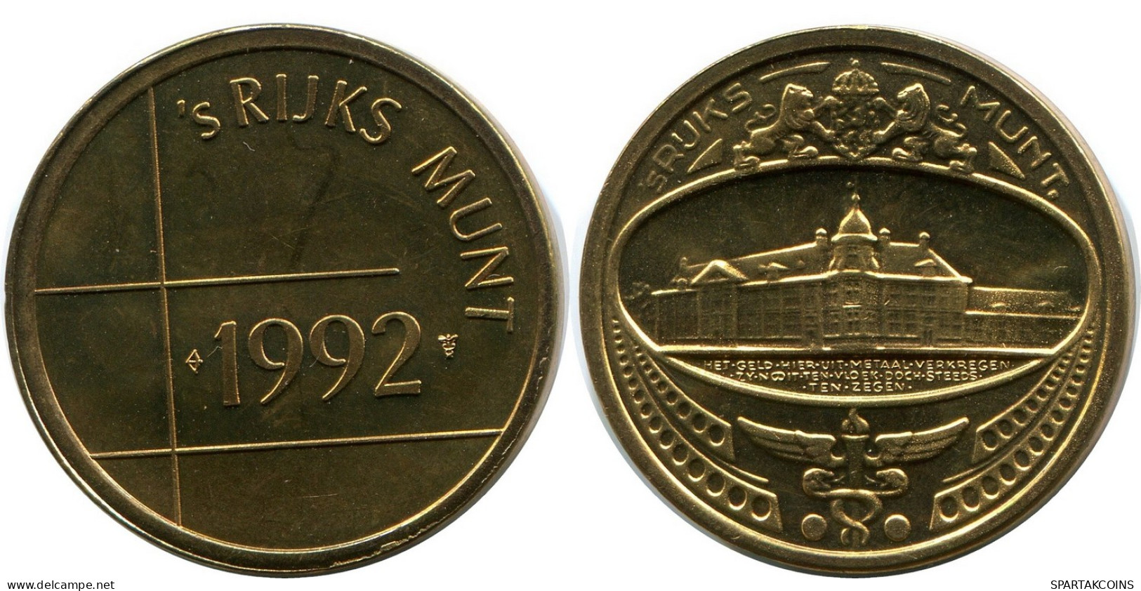 1992 ROYAL DUTCH MINT SET TOKEN NEERLANDÉS (From BU Mint Set) #AH033.E - Jahressets & Polierte Platten