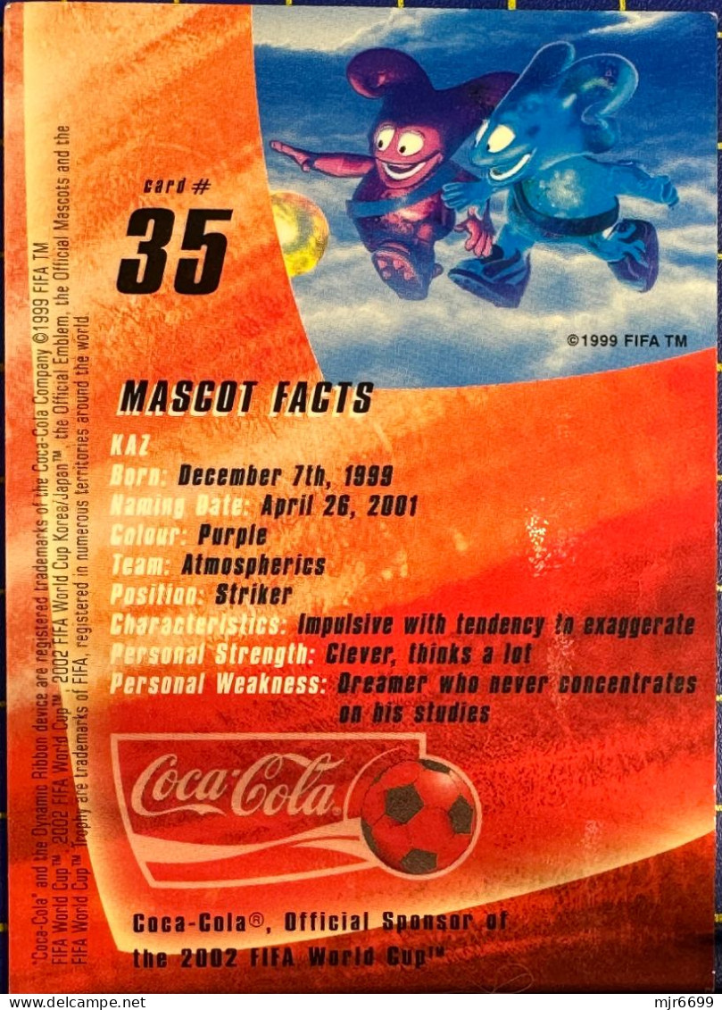 COCACOLA FIFA 2002 MASCOT-KAZ WOLRD CUP FOOTBALL CARDS ALMOST PERFECT CONDITION. ORIGINAL - Autres & Non Classés