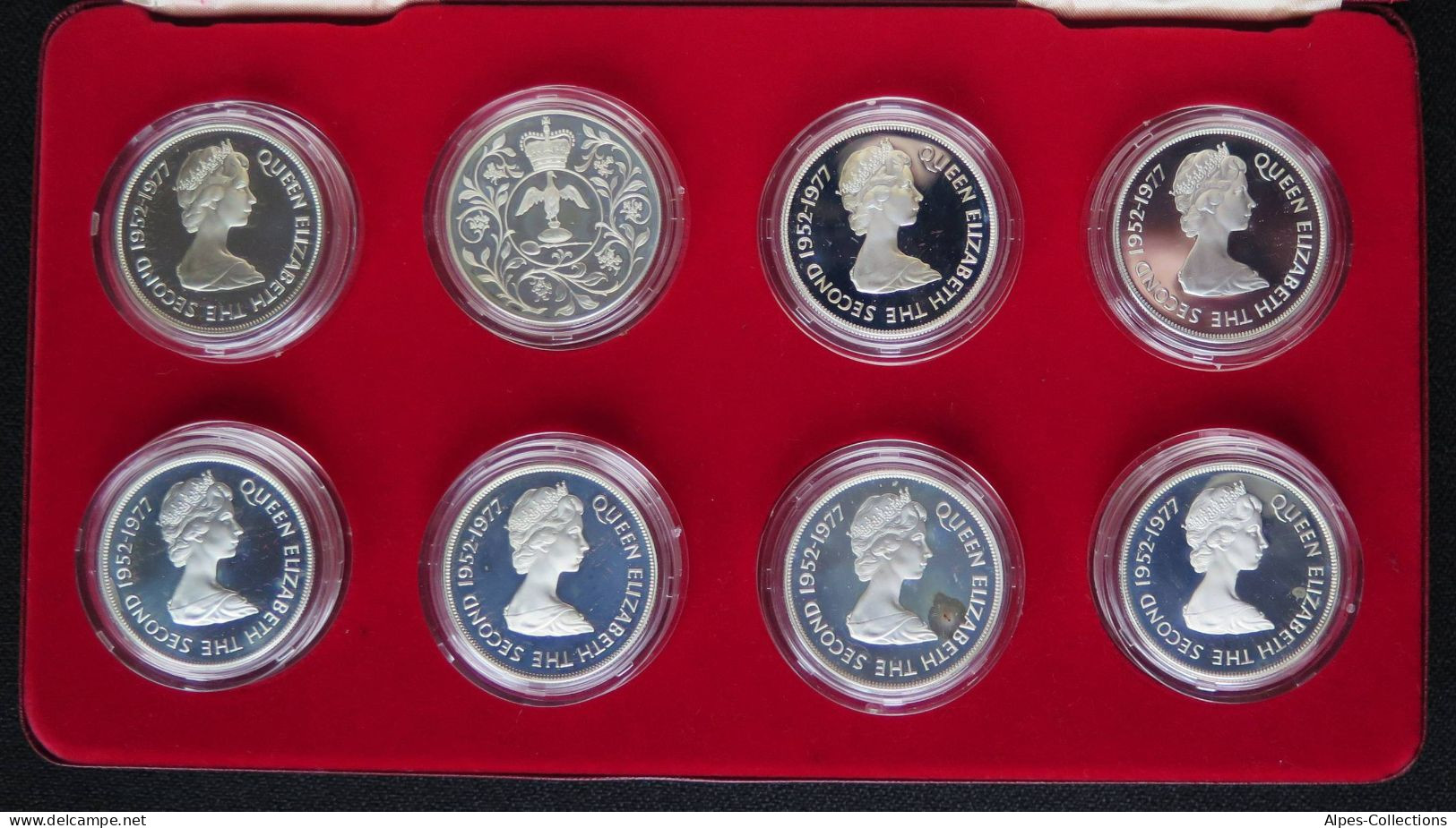 GBRX02 - ANGLETERRE - QUEEN'S SILVER JUBILEE COINS SET - 1977 - 8 Pièces - Mint Sets & Proof Sets