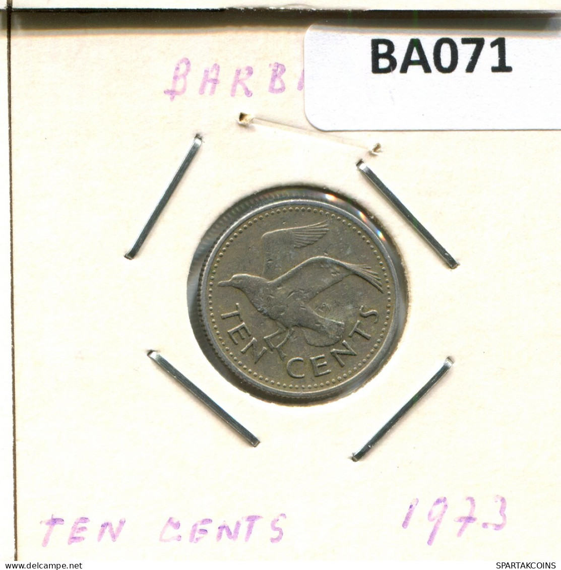 10 CENTS 1973 BARBADOS Münze #BA071.D - Barbados (Barbuda)