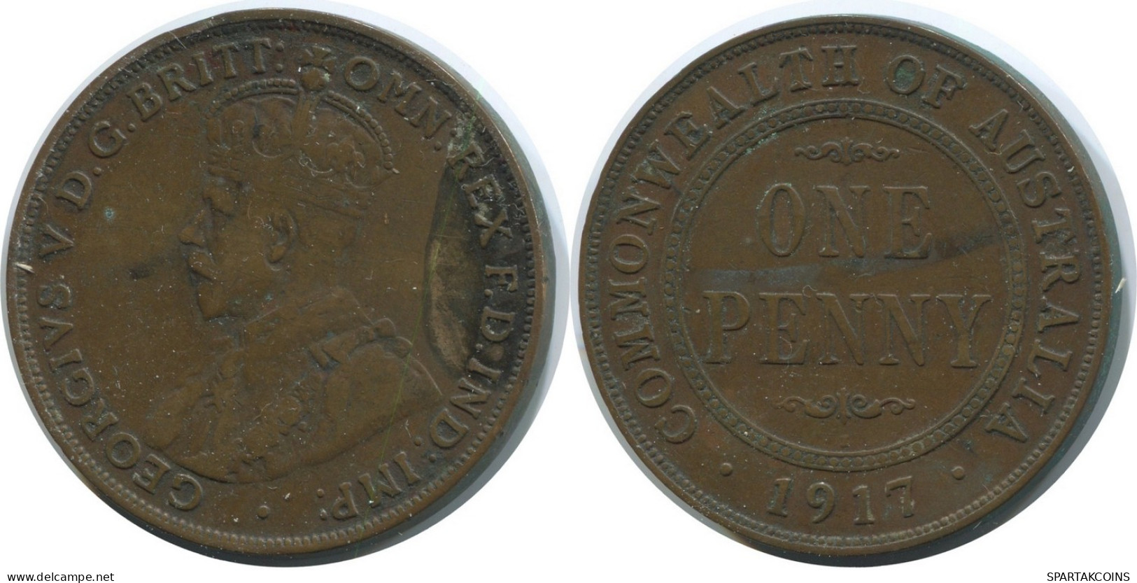 1 PENNI 1917 AUSTRALIEN AUSTRALIA Münze #AE778.16.D - Penny