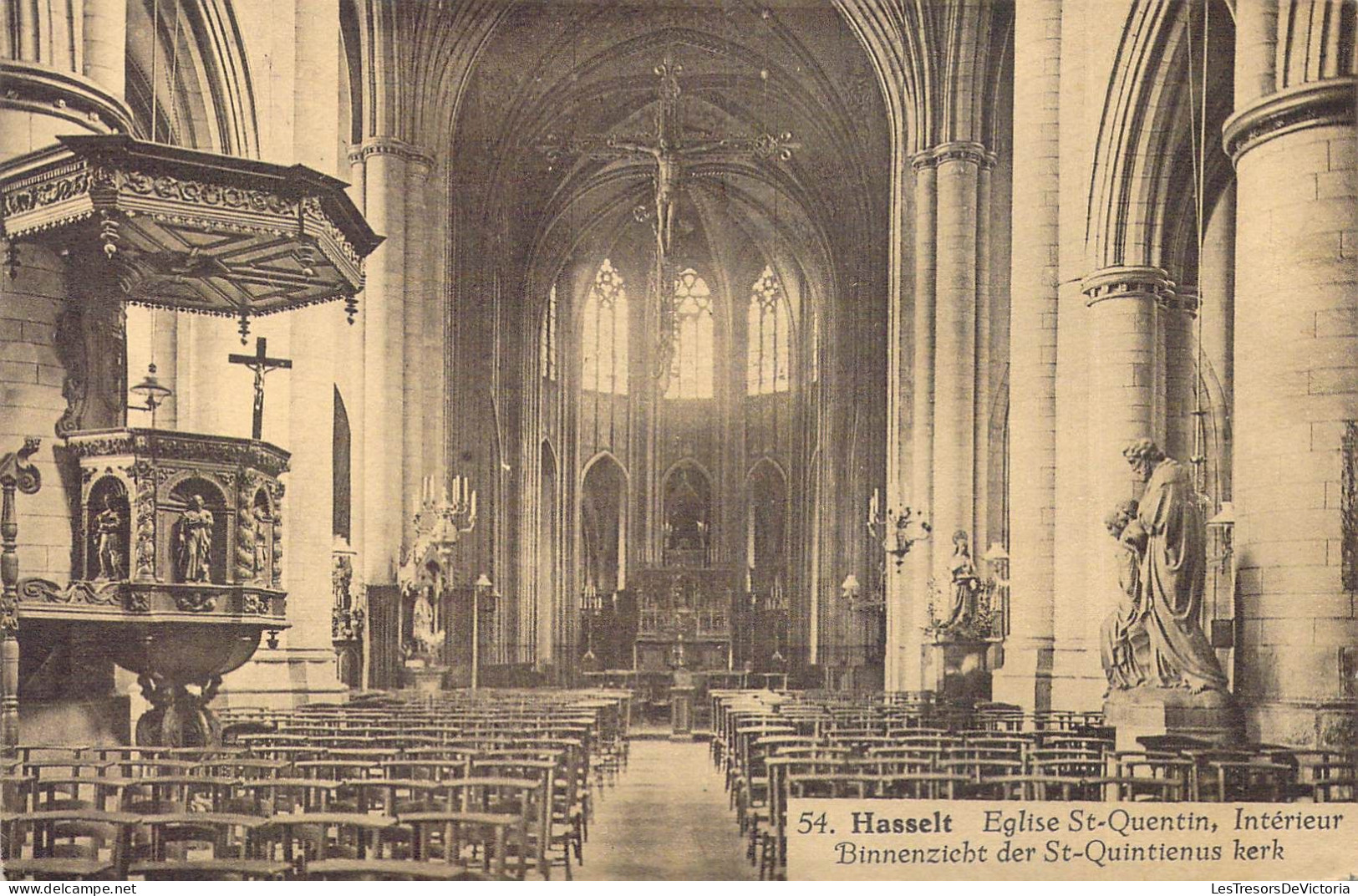 BELGIQUE - Hasselt - Eglise St-Quentin, Intérieur - Carte Postale Ancienne - Hasselt