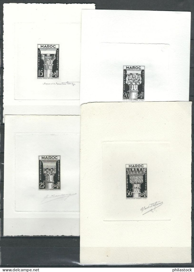 MAROC 1952 N° 315 à 318 En épreuves D'artiste En Noires Signées Dufresne - Sonstige & Ohne Zuordnung