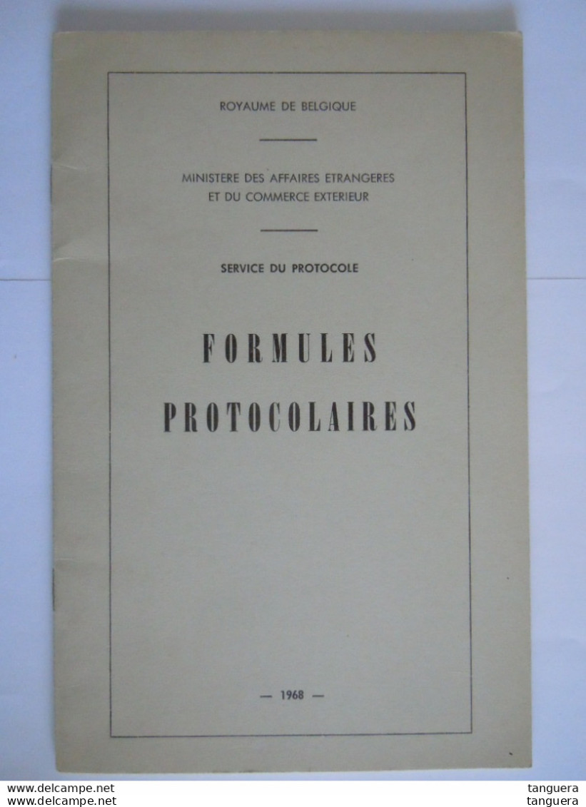 1968 Formules Protocolaires Service Du Protocole Ministere Des Affaires Etrangeres Et Du Commerce Exterieur - Pratique