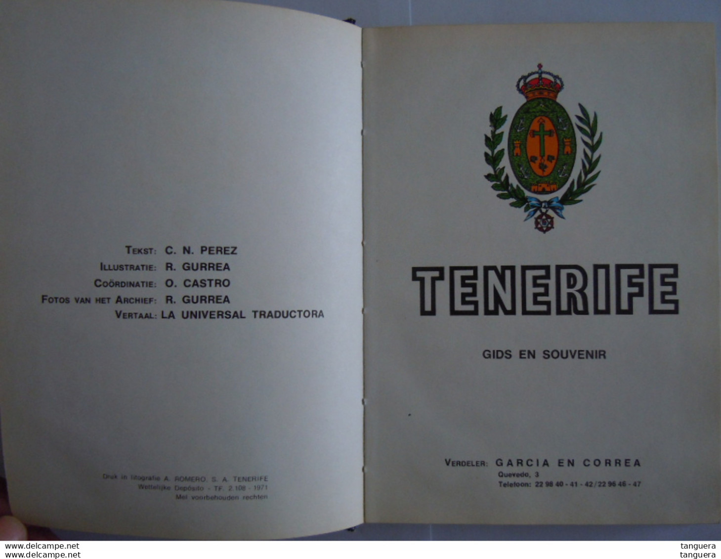 Tenerife Gids En Souvenir 1971 Tekst C.N. Perez Vertaald Uit Het Spaans - Sachbücher