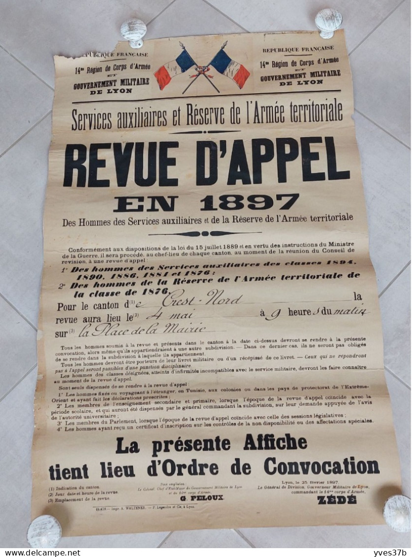 Affiche "REVUE D'APPEL 1897" - 55x90 - Vendu En L'état - Rare - Affiches