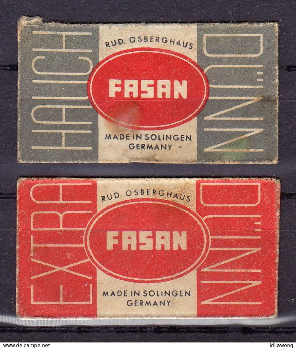 "FASAN" Razor Blade Old Vintage 2 WRAPPERS (see Sales Conditions) - Lamette Da Barba