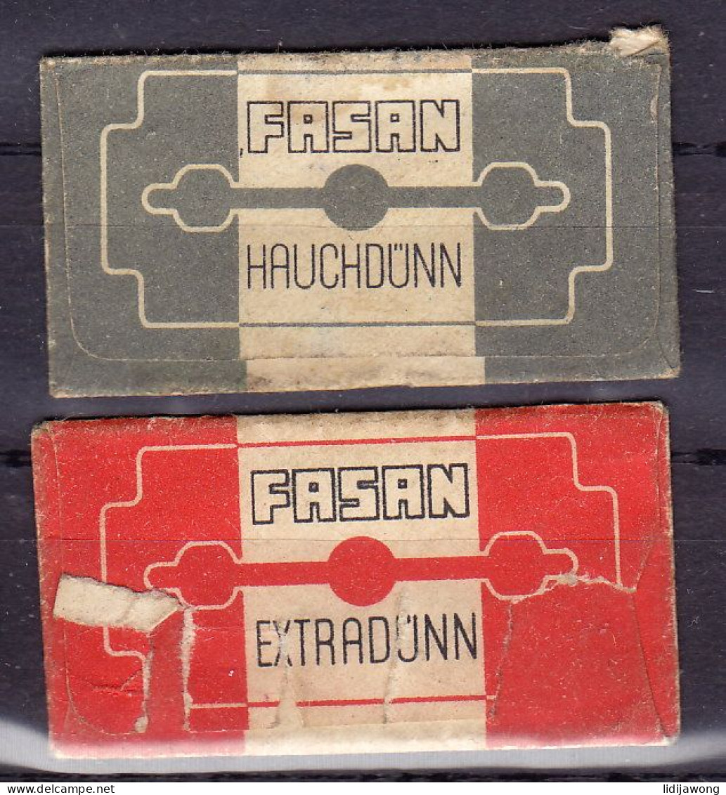 "FASAN" Razor Blade Old Vintage 2 WRAPPERS (see Sales Conditions) - Lamette Da Barba