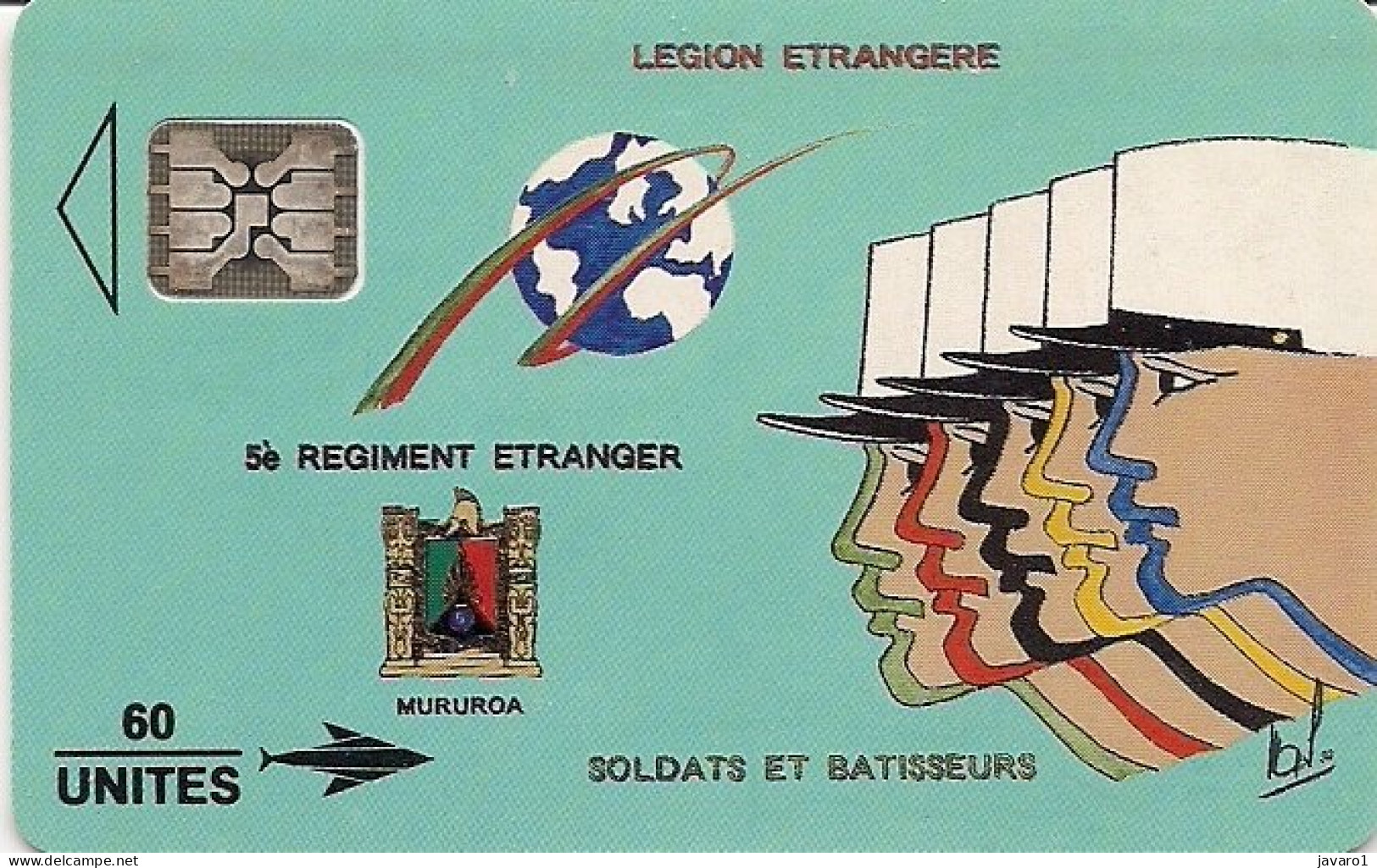 FR. POLYNESIA : PRI-0002A  60 Legion Etrangere - 5ieme Regiment Etranger ( Batch: 39400) USED - Polynésie Française