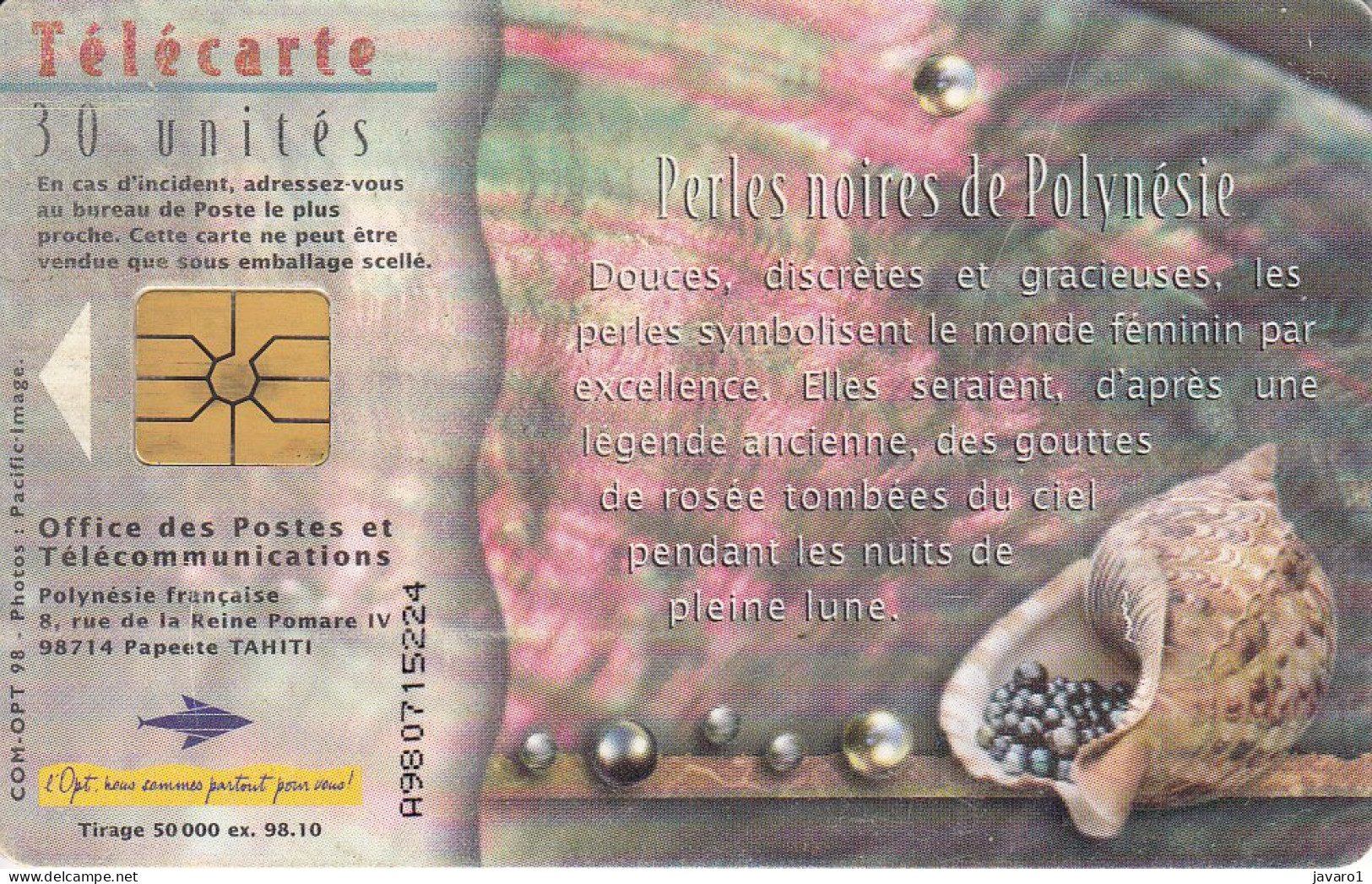 FR. POLYNESIA : FP078  30 Perles Noires De Polynesie (Beach) ( Batch: A980709300) USED - Polynésie Française