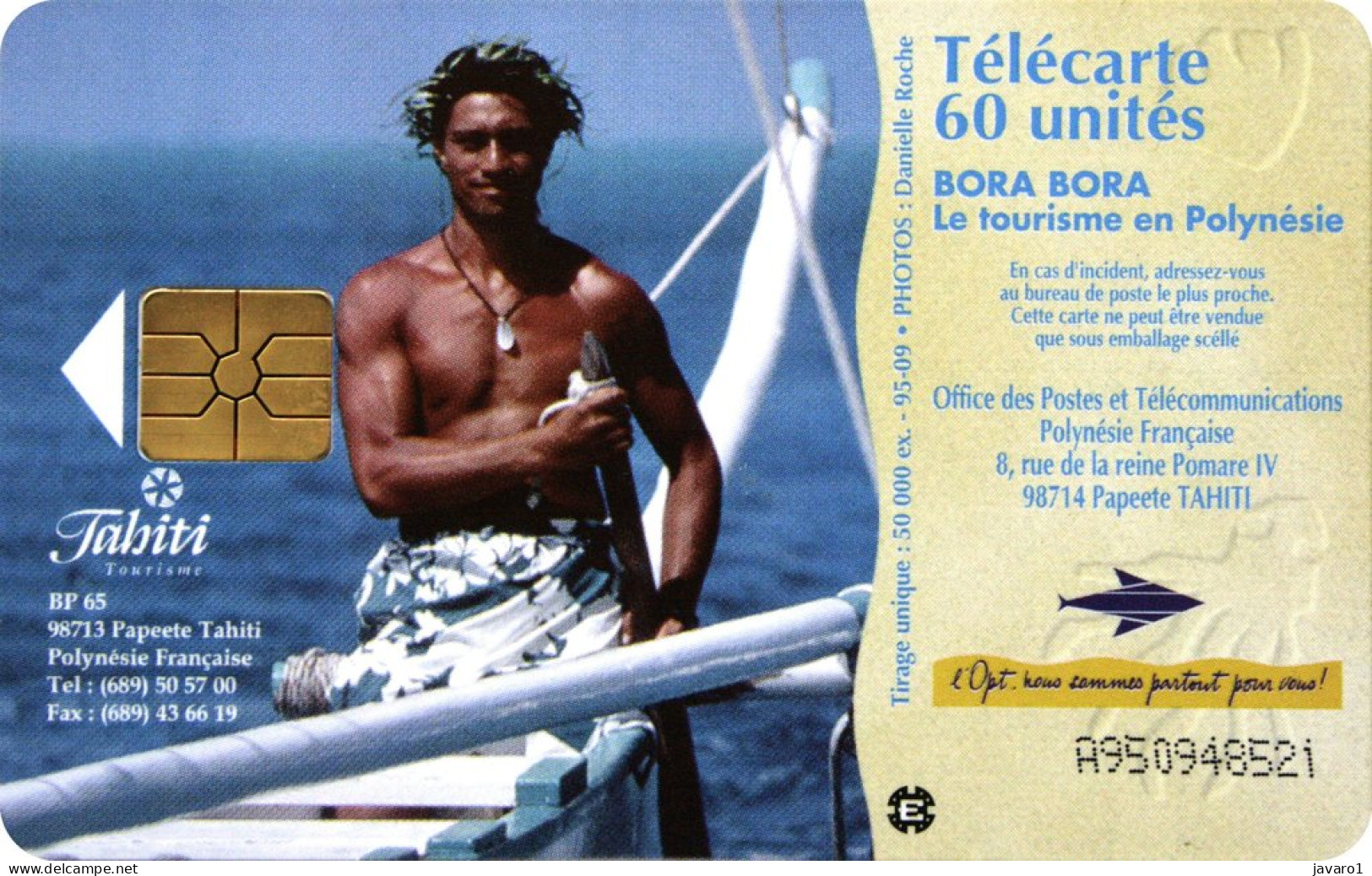 FR. POLYNESIA : FP039  60 Bora Bora ( Batch: A950935671) USED - Polynésie Française