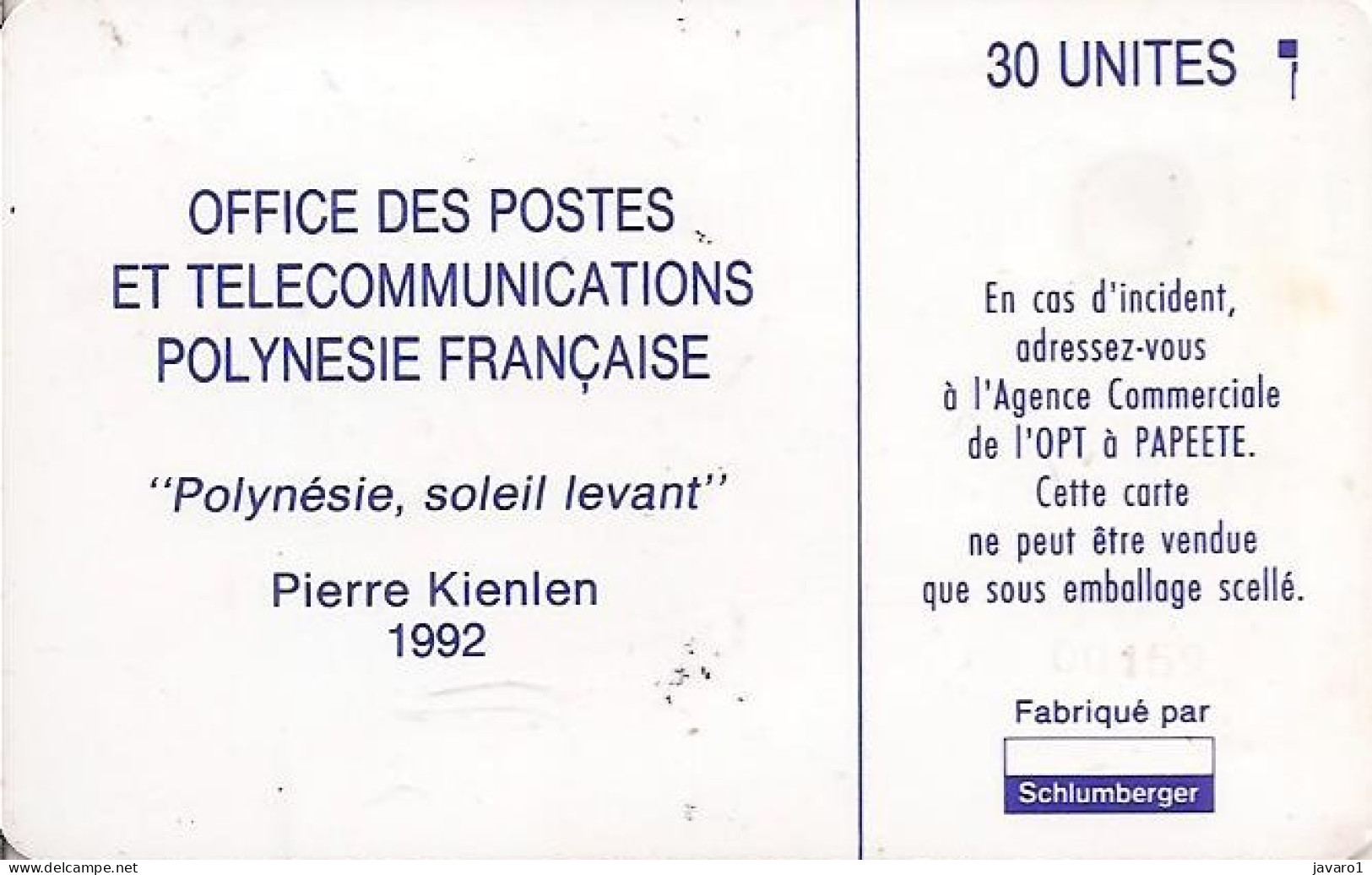 FR. POLYNESIA : FP012B  30 Polynesie, Soleil Levant ( Batch: 00159) USED - Polynésie Française