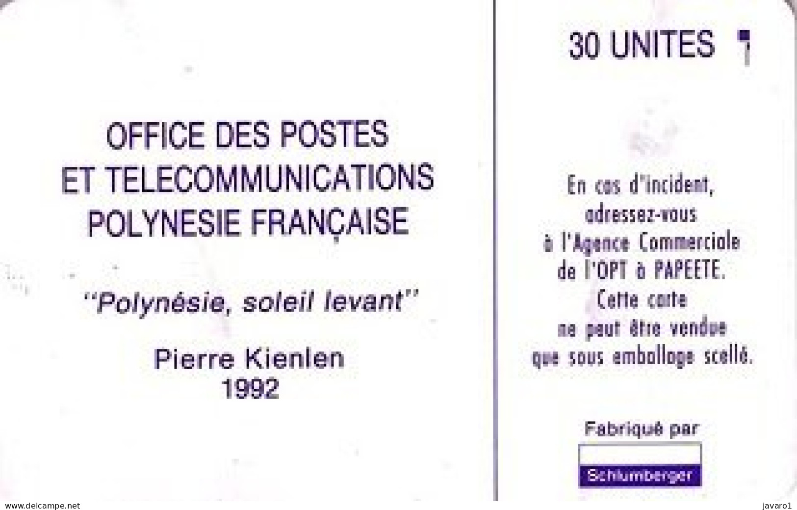 FR. POLYNESIA : FP012A2  30 Polynesie, Soleil Levant MATT ( Batch: 00175) USED - Polynésie Française