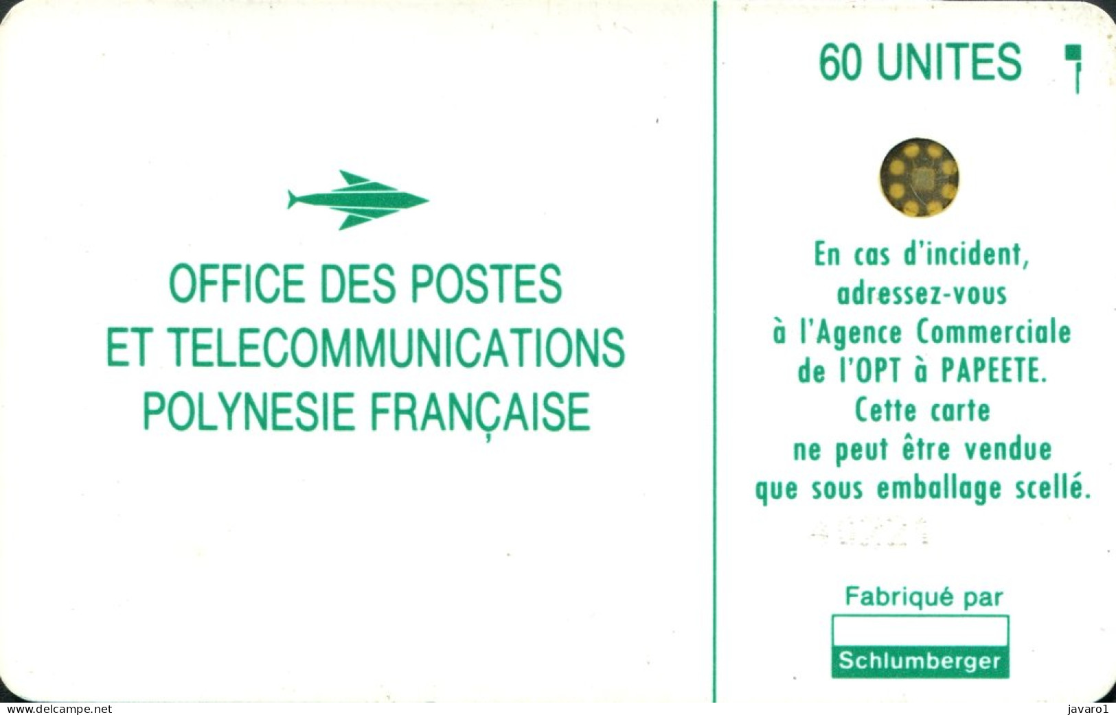 FR. POLYNESIA : FP008A  60 Vahine Green ( Batch: 36213) USED - Polynésie Française