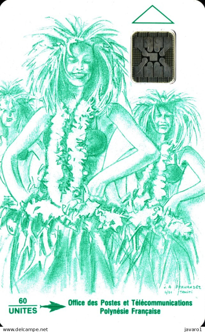 FR. POLYNESIA : FP008  60 Vahine Green ( Batch: 36206) USED - Französisch-Polynesien