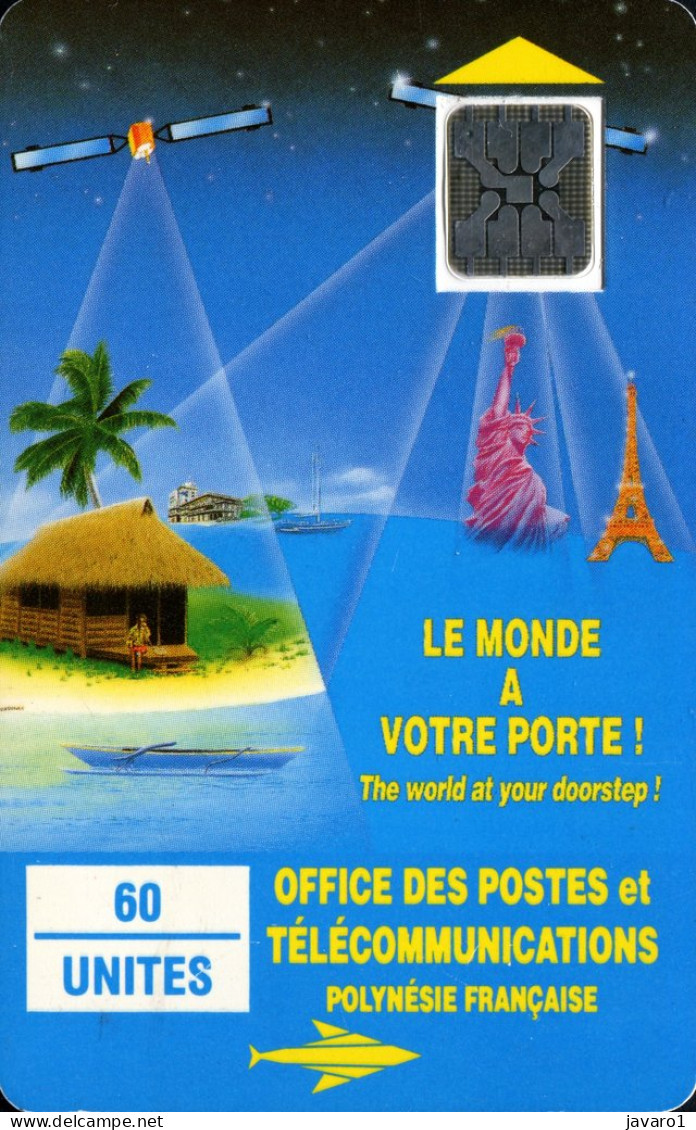 FR. POLYNESIA : FP004B  60 Le Monde A Votre Porte! SC5 6MM GEMB ( Batch: 24638) USED - Polynésie Française