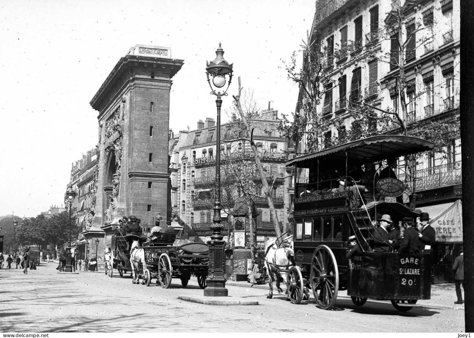 Paris Grands Boulevards Bus Avec Chevaux Début De Siècle Format 13/18 - Auto's