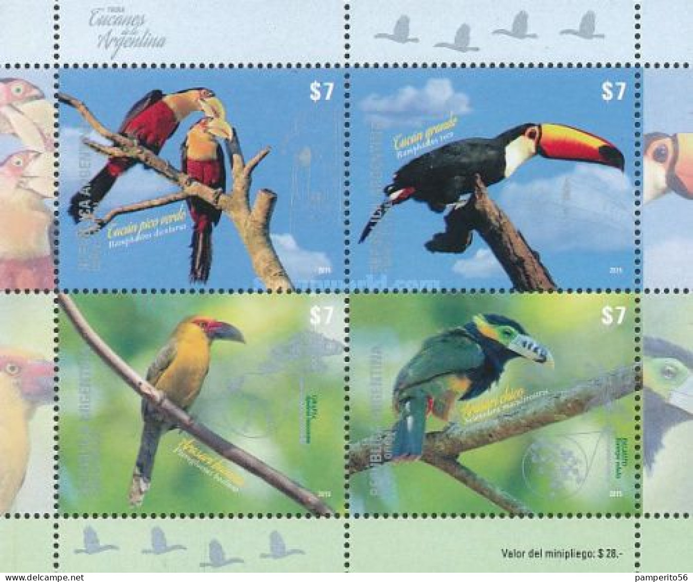 ARGENTINA - AÑO 2015 - AVES ARGENTINAS - MNH - BIRDS - Unused Stamps