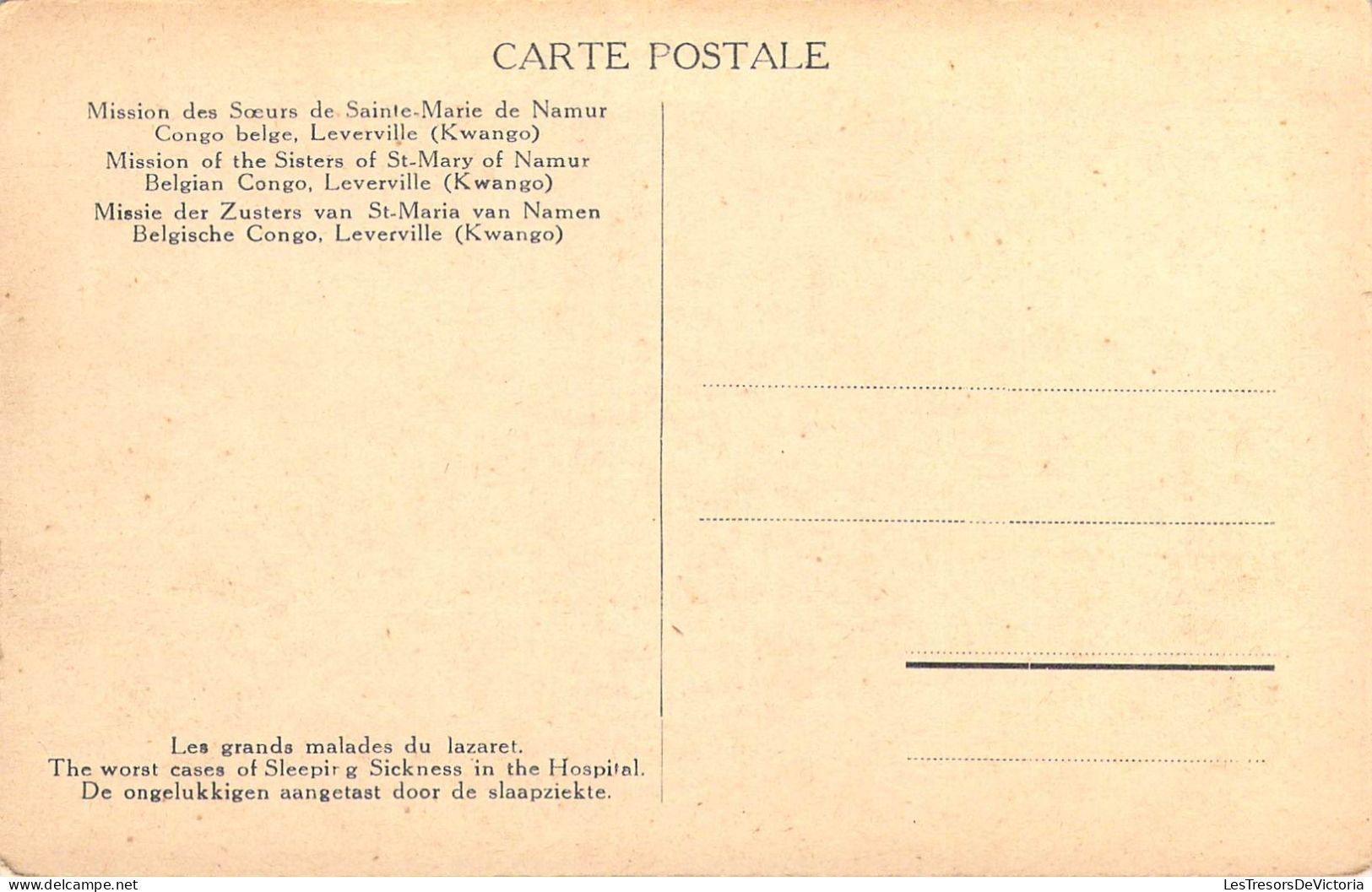 CONGO BELGE - Mission Des Sœurs De Ste-Marie De Namur - Leverville ( Kwango ) - Carte Postale Ancienne - Belgisch-Kongo