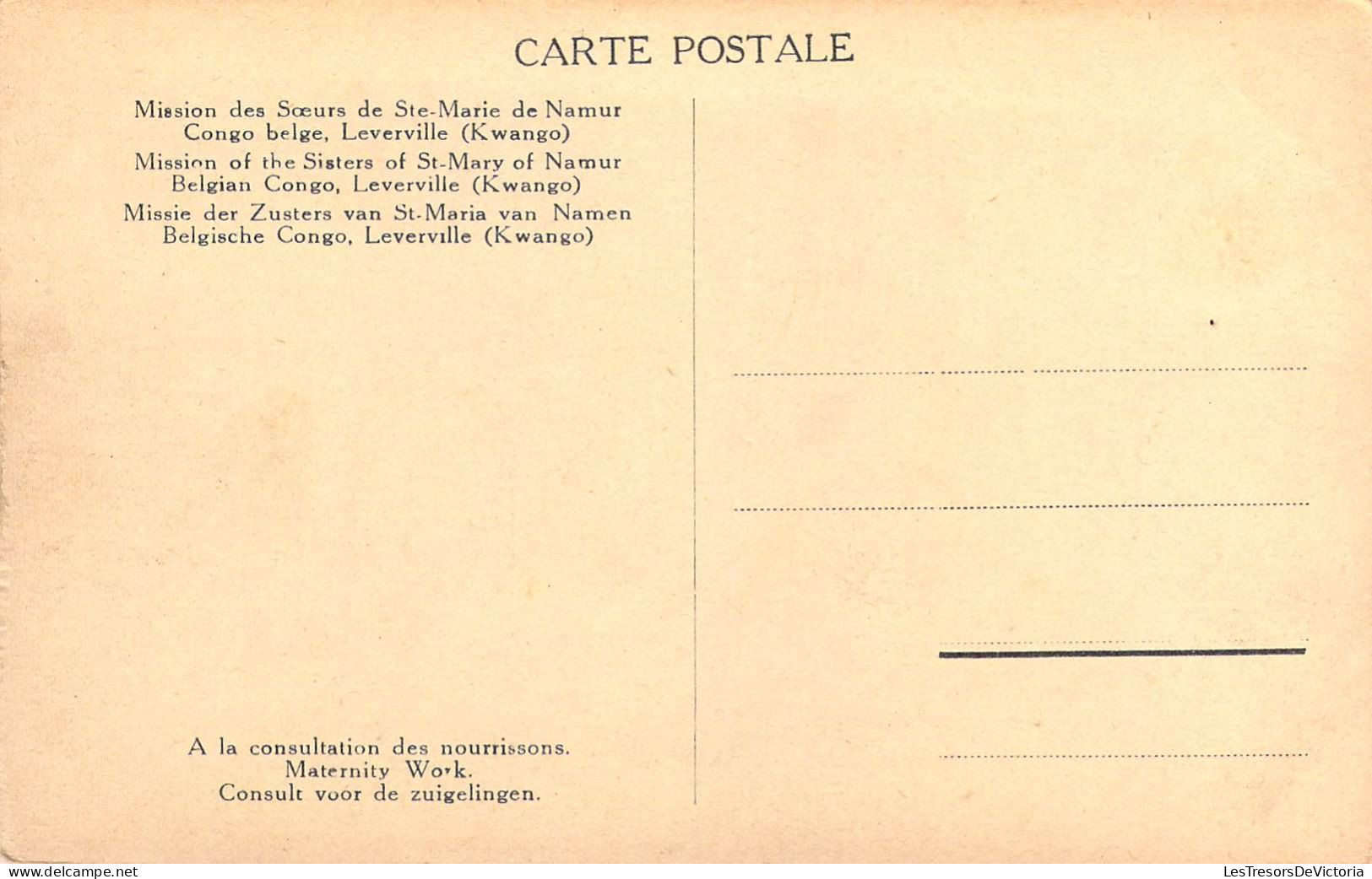 CONGO BELGE - Mission Des Sœurs De Ste-Marie De Namur - Leverville ( Kwango ) - Carte Postale Ancienne - Belgisch-Kongo