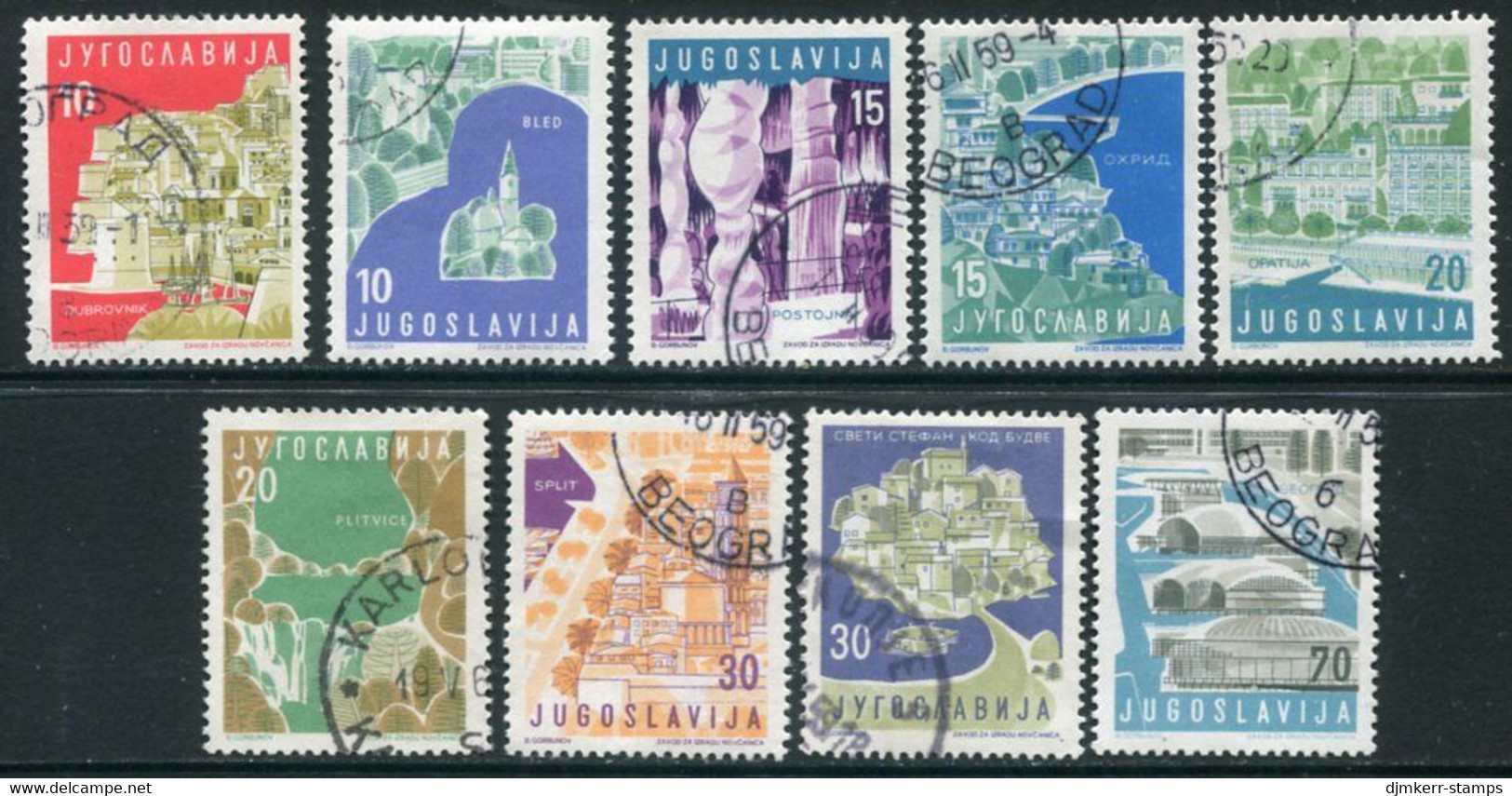 YUGOSLAVIA 1959 Tourist Resorts I Used.  Michel 871-79 - Used Stamps