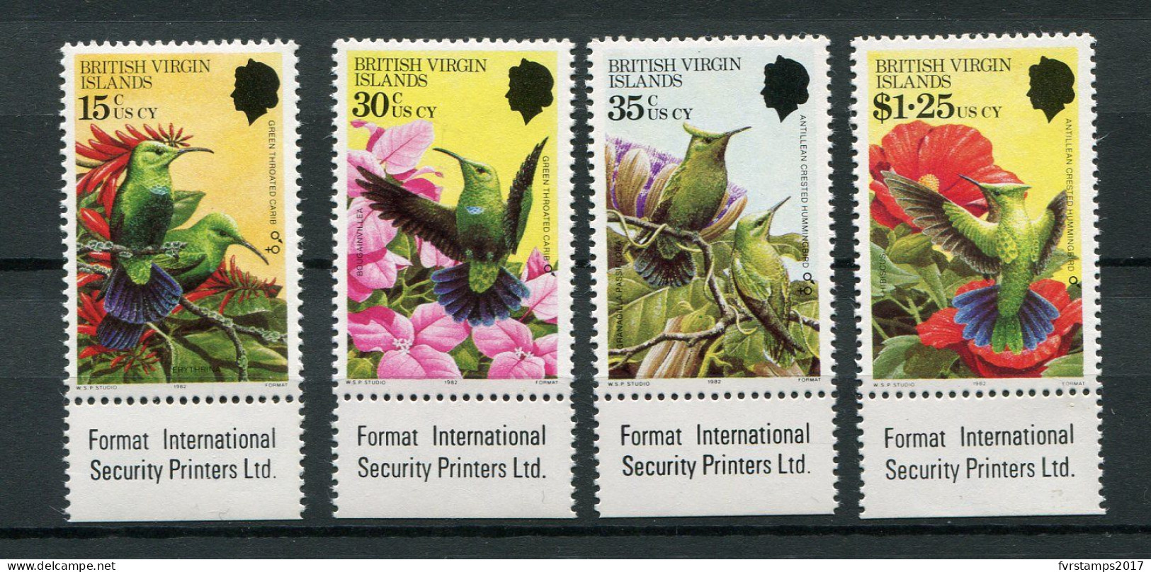 British Virgin Islands - 1982 - Mi 424/7 - MNH ** - Fauna Flora Hummingbird Colibri Birds Vogels Flowers - Kolibries