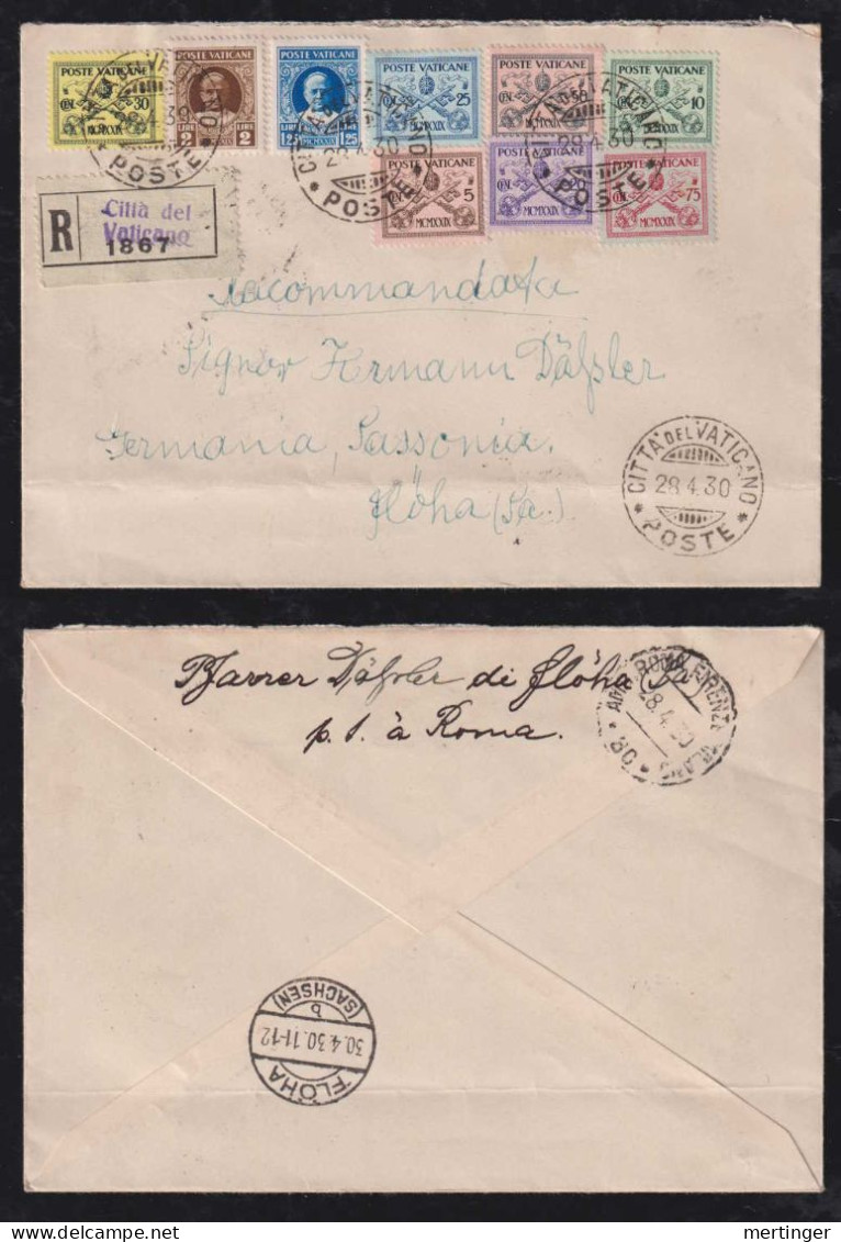 Vatikan Vatican 1930 Registered Cover To FLÖHA Germany - Briefe U. Dokumente