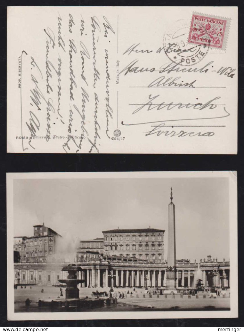 Vatikan Vatican 1931 Picture Postcard To ZÜRICH Switzerland - Lettres & Documents