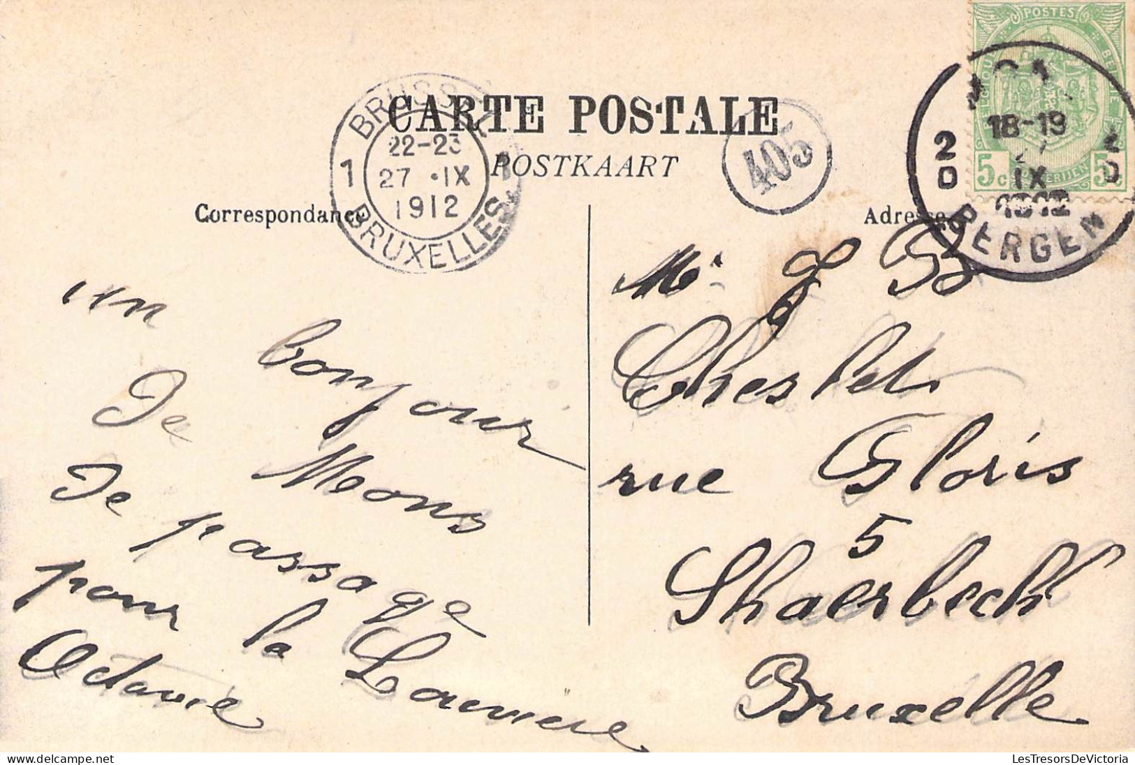 BELGIQUE - MONS - Place De La Gare - Carte Postale Ancienne - Mons