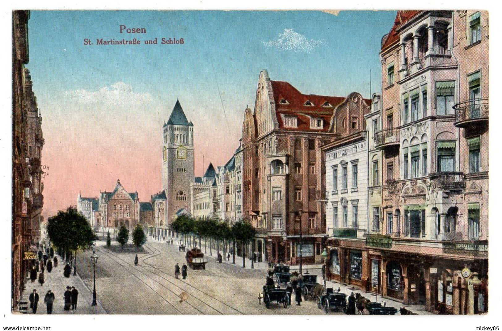 Allemagne --POSEN--1915--St Martinstrasse Und Schloss (animée, Attelage )...cachet + Cachet Militaire --militaria - Posen