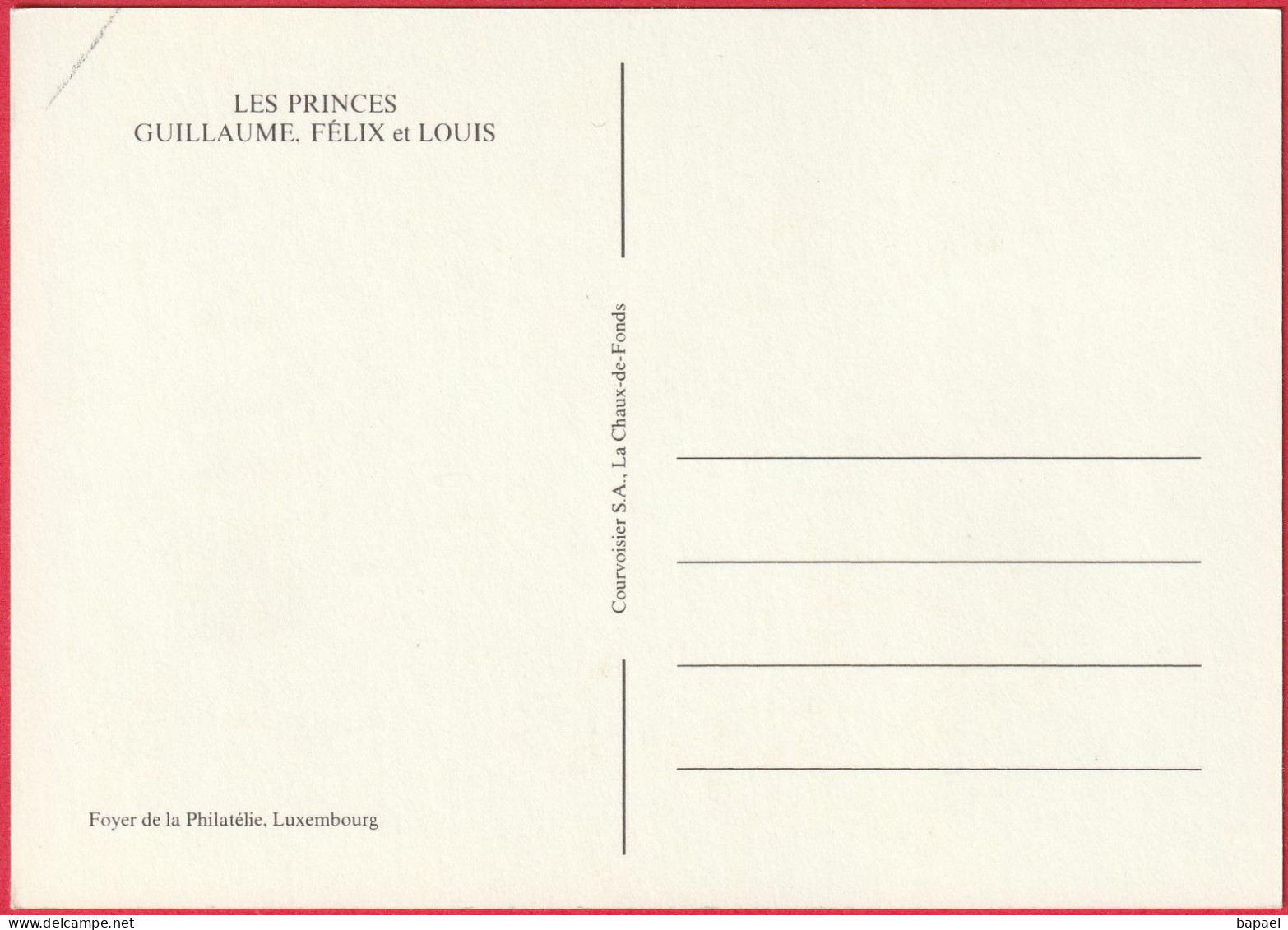 Carte Maximum - Luxembourg (29-3-1988) - Les Princes Guillaume, Félix Et Louis (Recto-Verso) - Maximum Cards