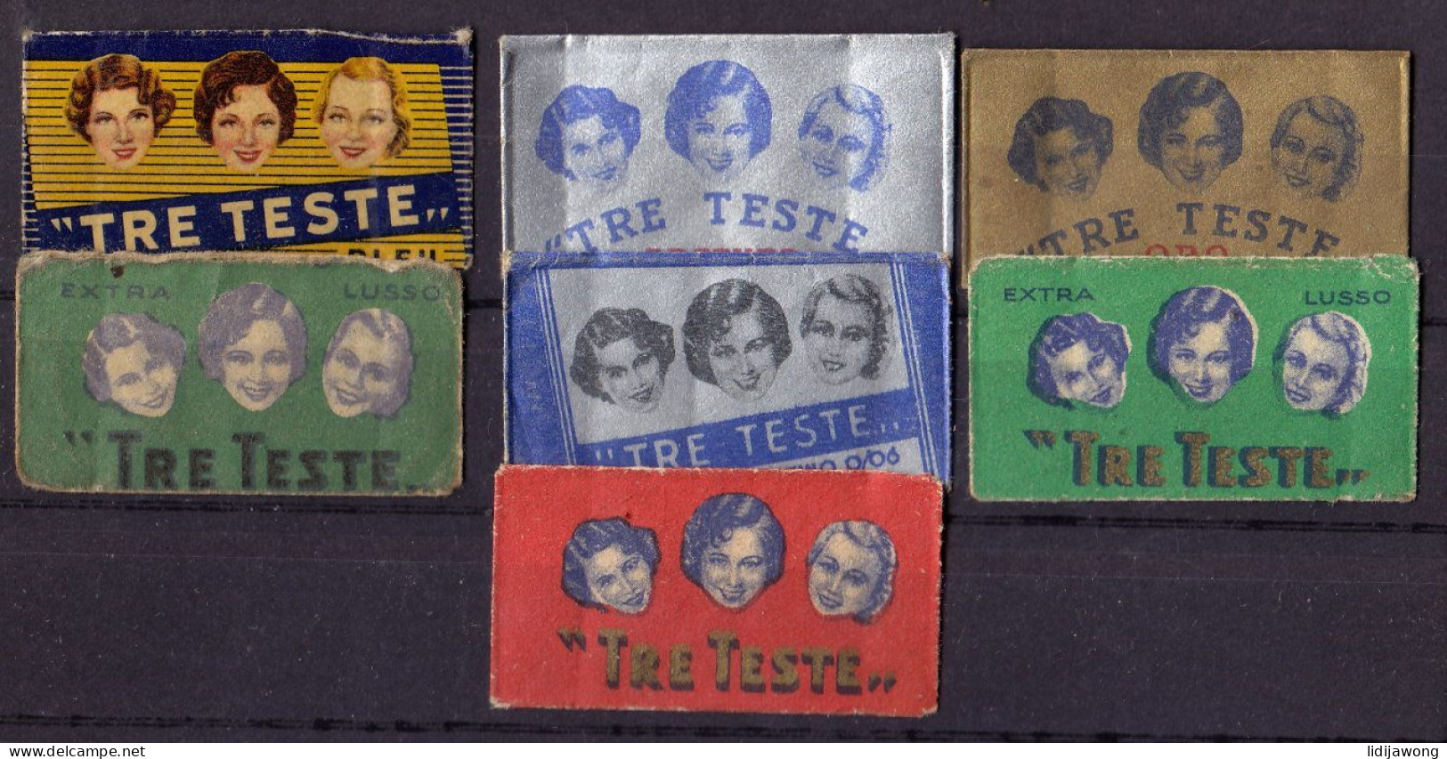 "TRE TESTE" Razor Blade Old Vintage 7 WRAPPERS (see Sales Conditions) - Lames De Rasoir