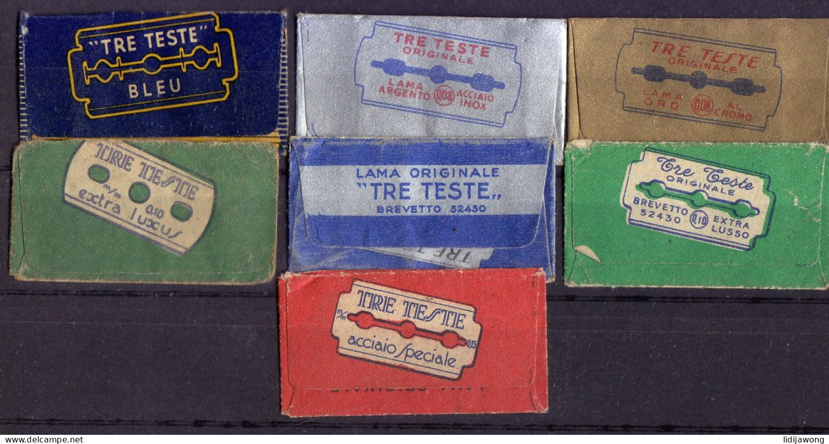 "TRE TESTE" Razor Blade Old Vintage 7 WRAPPERS (see Sales Conditions) - Lames De Rasoir