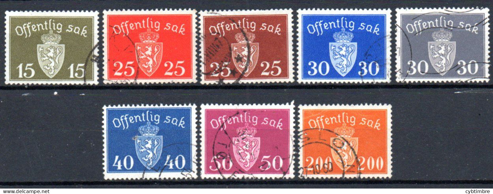 Norvége: Yvert Service N° 52/58 - Dienstmarken