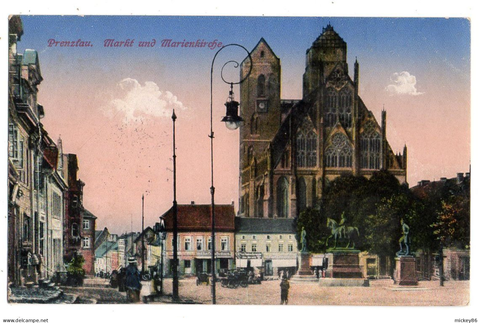 Allemagne--PRENZLAU --1916-- Markt Und Marienkirche (petite Animation)......cachet - Prenzlau