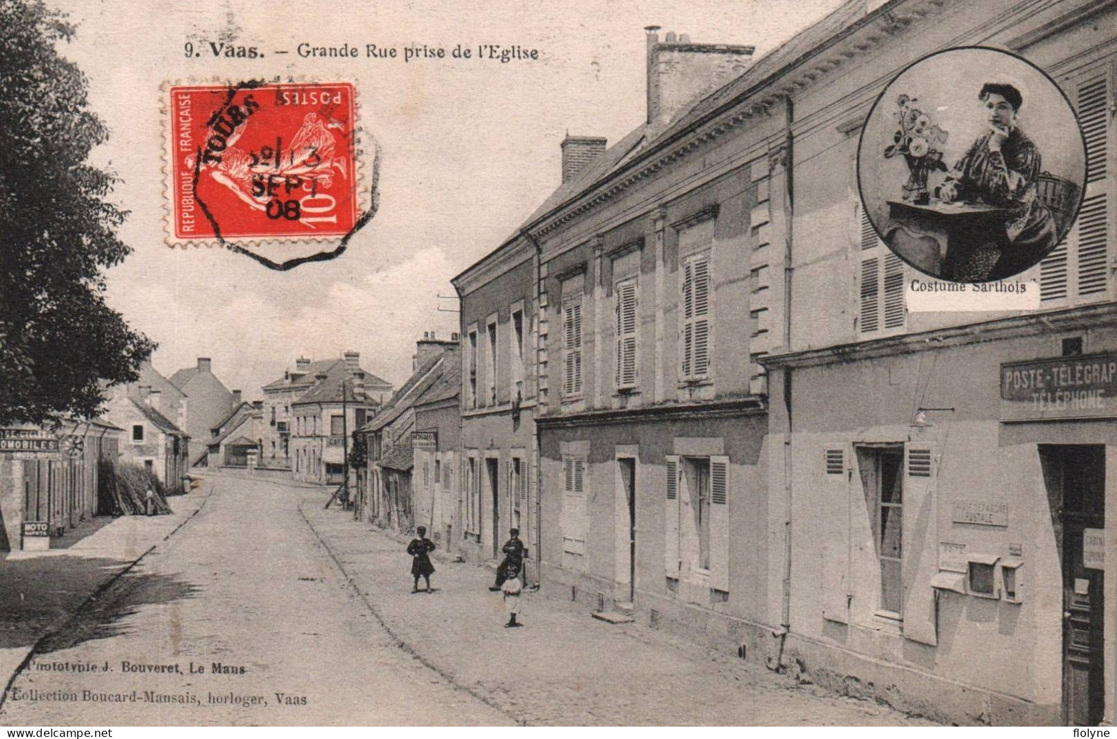 Vaas - Grande Rue , Prise De L'église - Poste Télégraphe Téléphone - Other & Unclassified