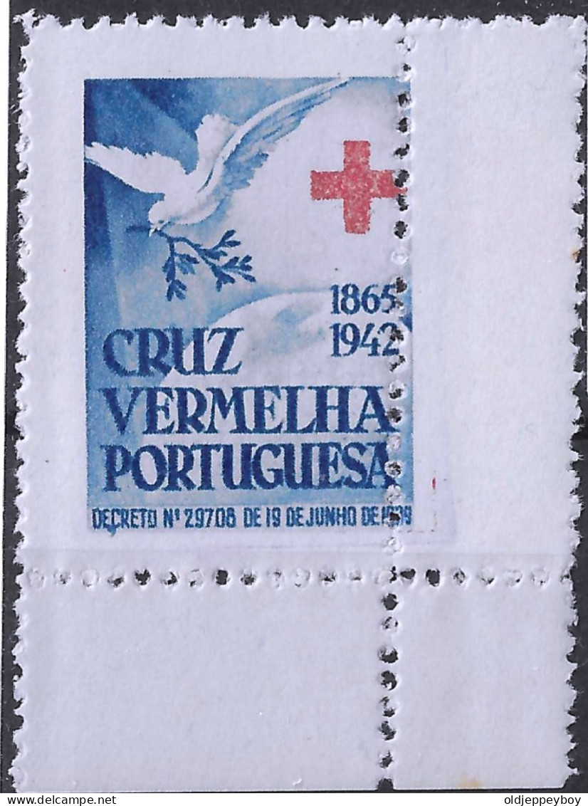 ERRO VARIEDADE ERROR VARIETY 1942 PORTUGAL RED CROSS Denteados Deslocado PERFORATION SHIFT  MNH** - Ungebraucht