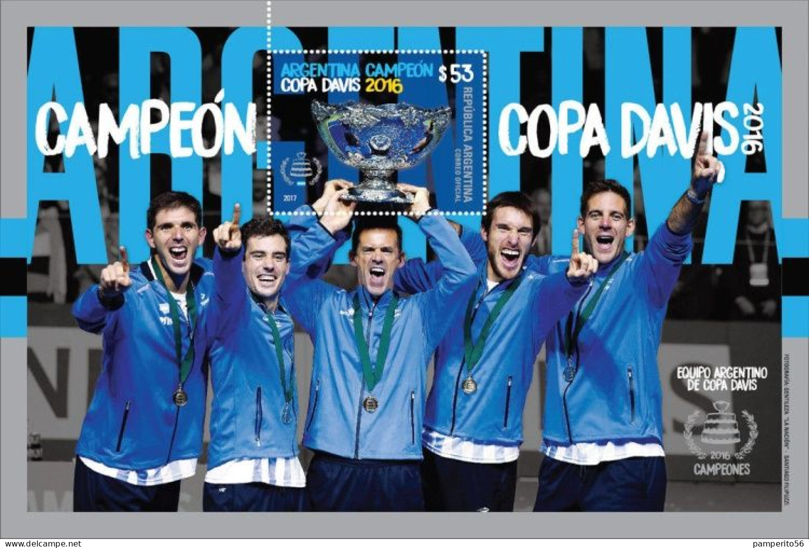 ARGENTINA - AÑO 2017 - Tenis. Argentina Campeón De La Copa Davis. Hojita Bloque - MNH - Nuevos
