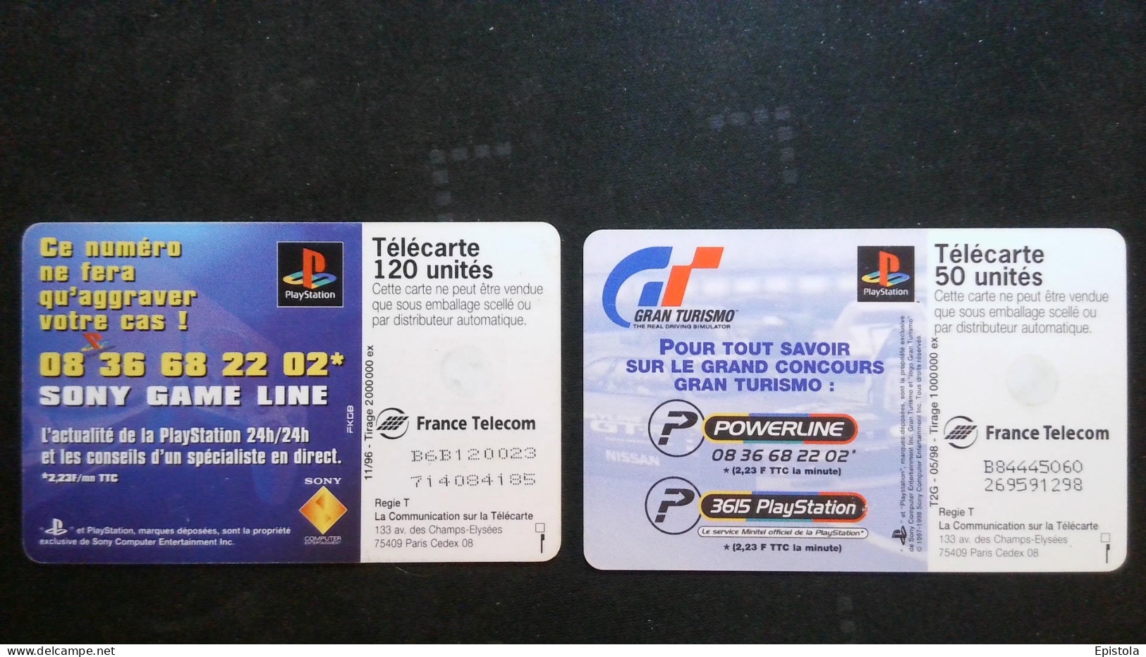 ► France : Lot 2 Télécartes  Playstation. - Games