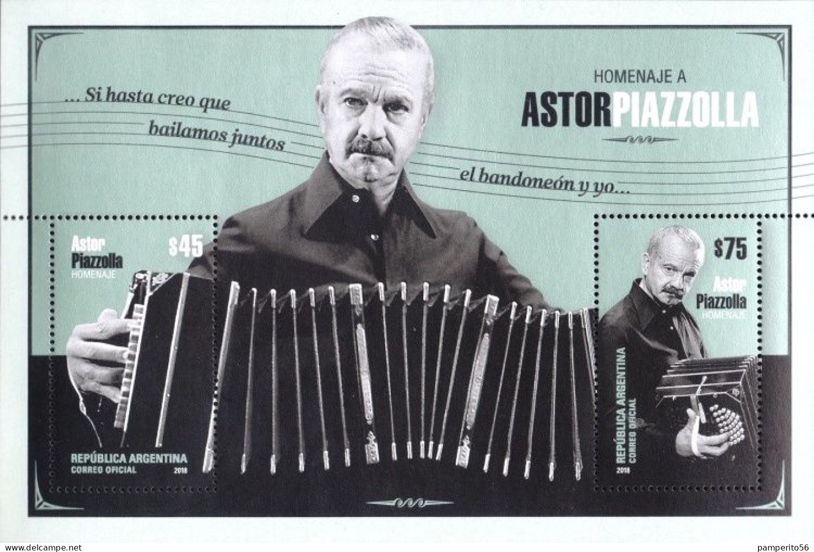 ARGENTINA - AÑO 2018 - Astor Piazzolla, 1.921 - 1.992. Bandoneonista Y Compositor.- MNH - Nuovi