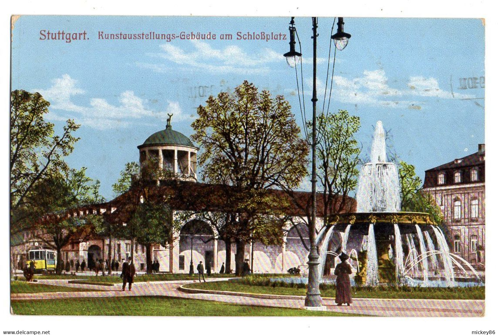 Allemagne--STUTTGART -- 1915-- Kunstausstellungs-Gebaeude Am Schlossplatz  (petite Animation)...colorisée......cachet - Stuttgart