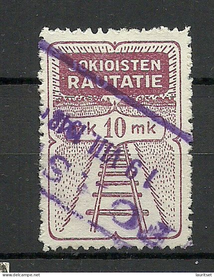 FINLAND FINNLAND JOKIOISTEN Railway Packet Stamp 10 MK O 1948 - Postpaketten