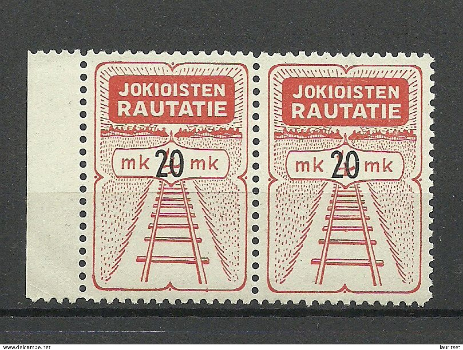 FINLAND FINNLAND 1946-1953 JOKIOISTEN Railway Packet Stamp As Pair MNH - Postpaketten