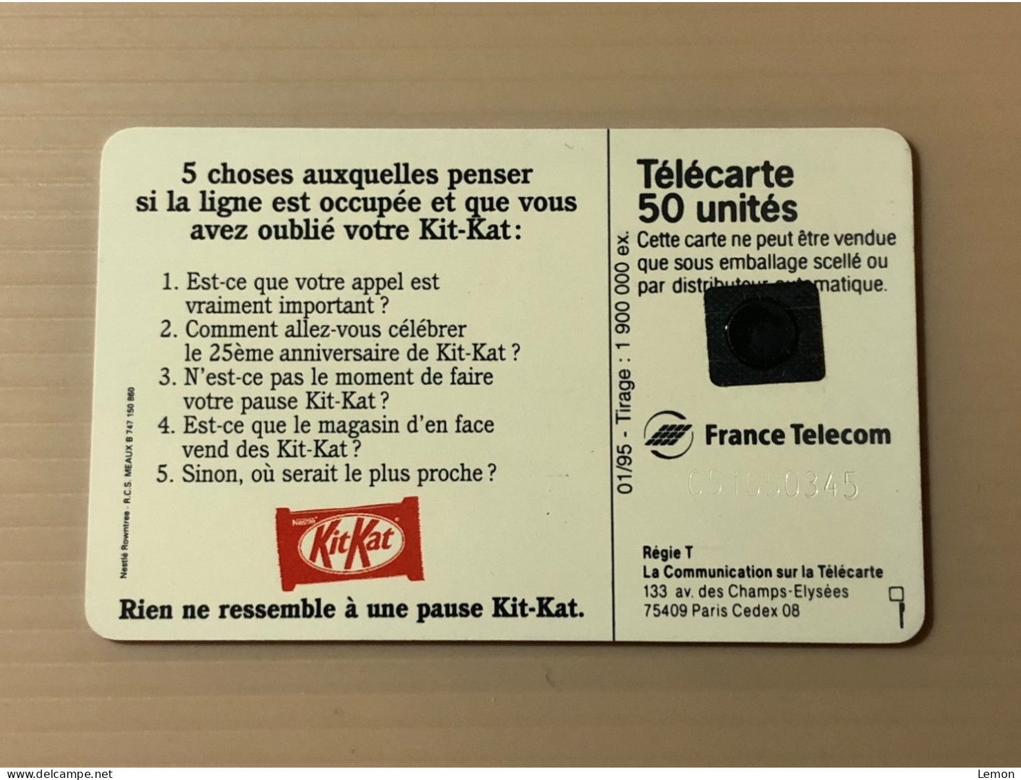 France Telecom Chip Telecarte Phonecard - Kit Kat - Set Of 1 Used Card - Other & Unclassified