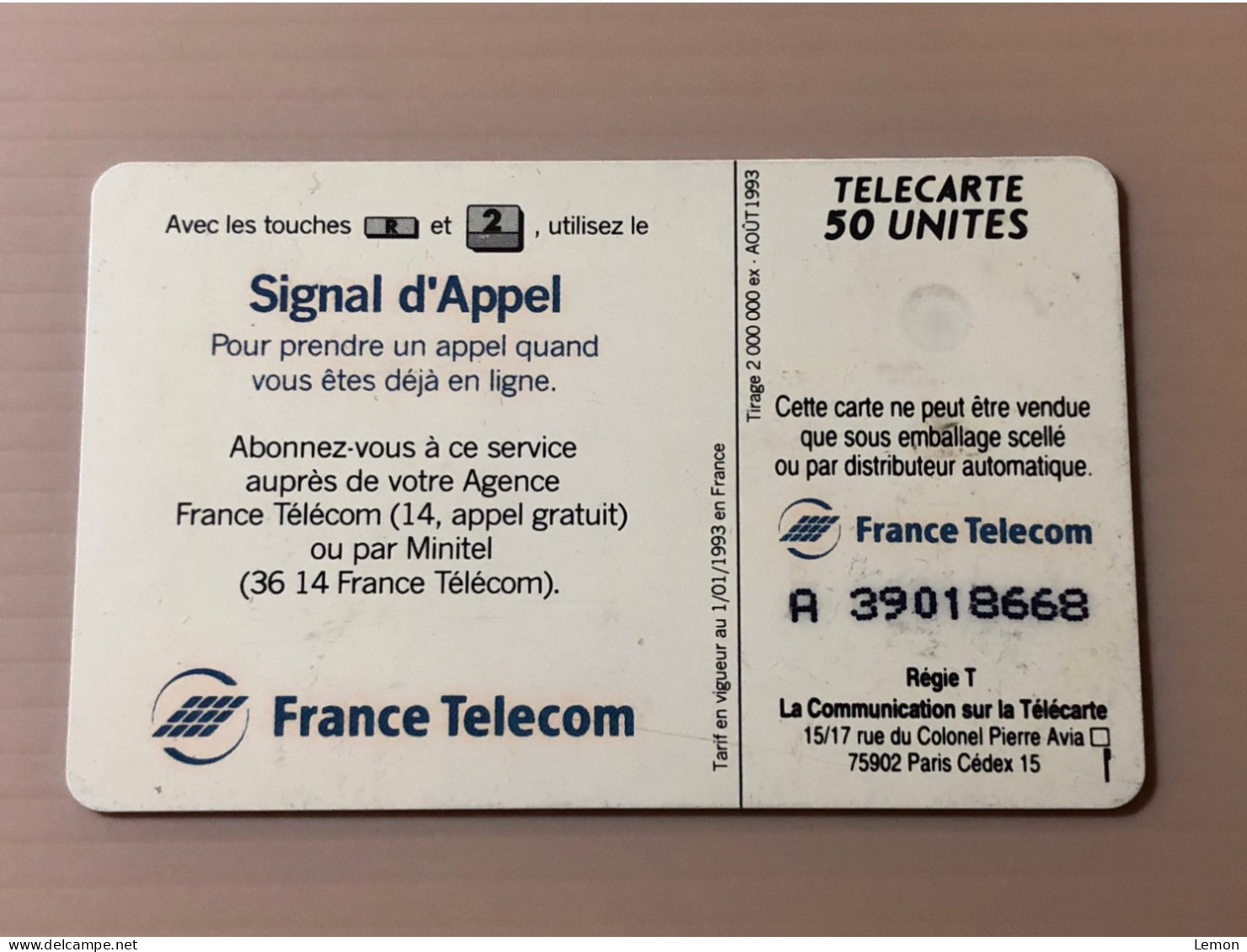 France Telecom Chip Telecarte Phonecard - Signal D’Appel 10F Par Mois - Set Of 1 Used Card - Andere & Zonder Classificatie