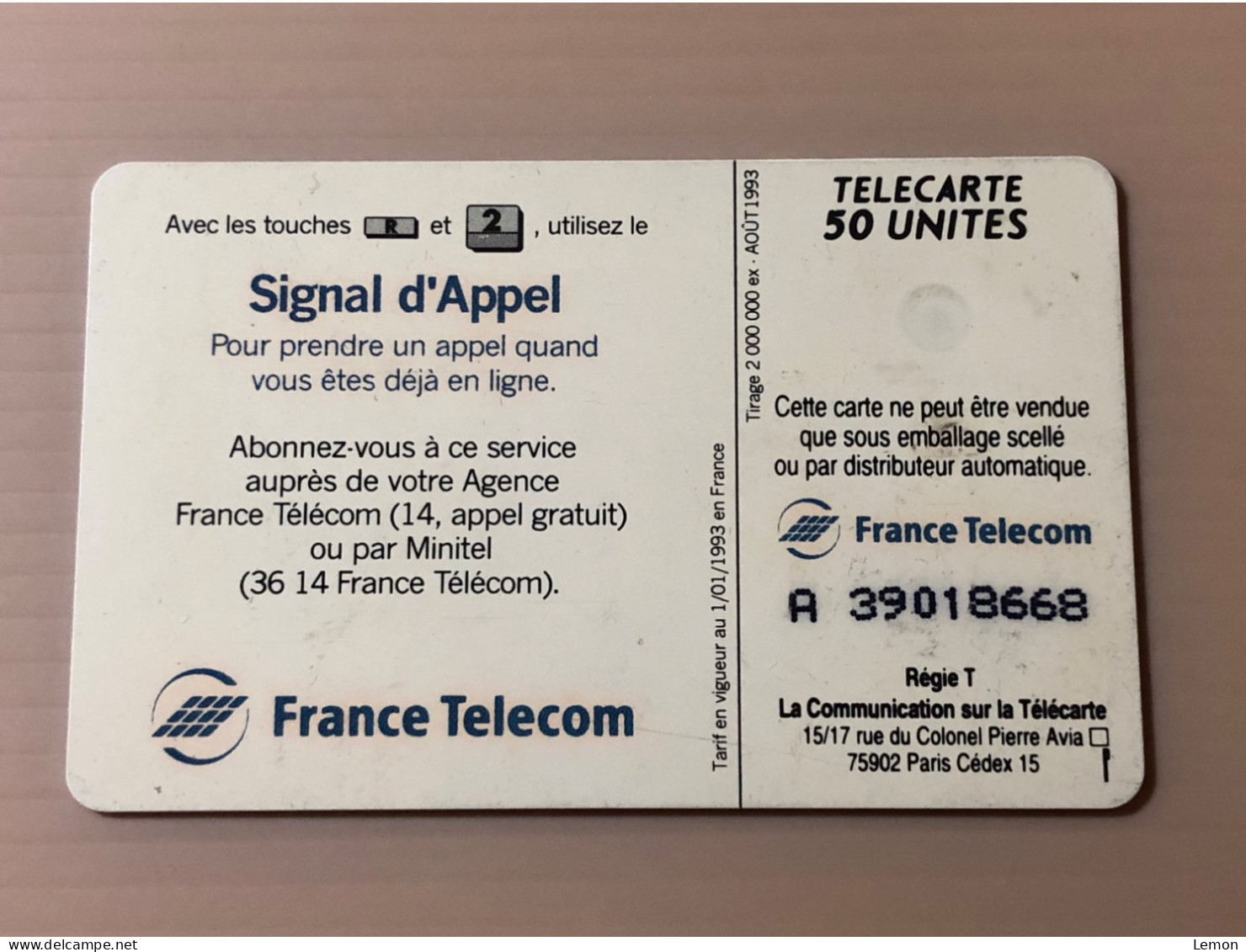 France Telecom Chip Telecarte Phonecard - Signal D’Appel 10F Par Mois - Set Of 1 Used Card - Other & Unclassified