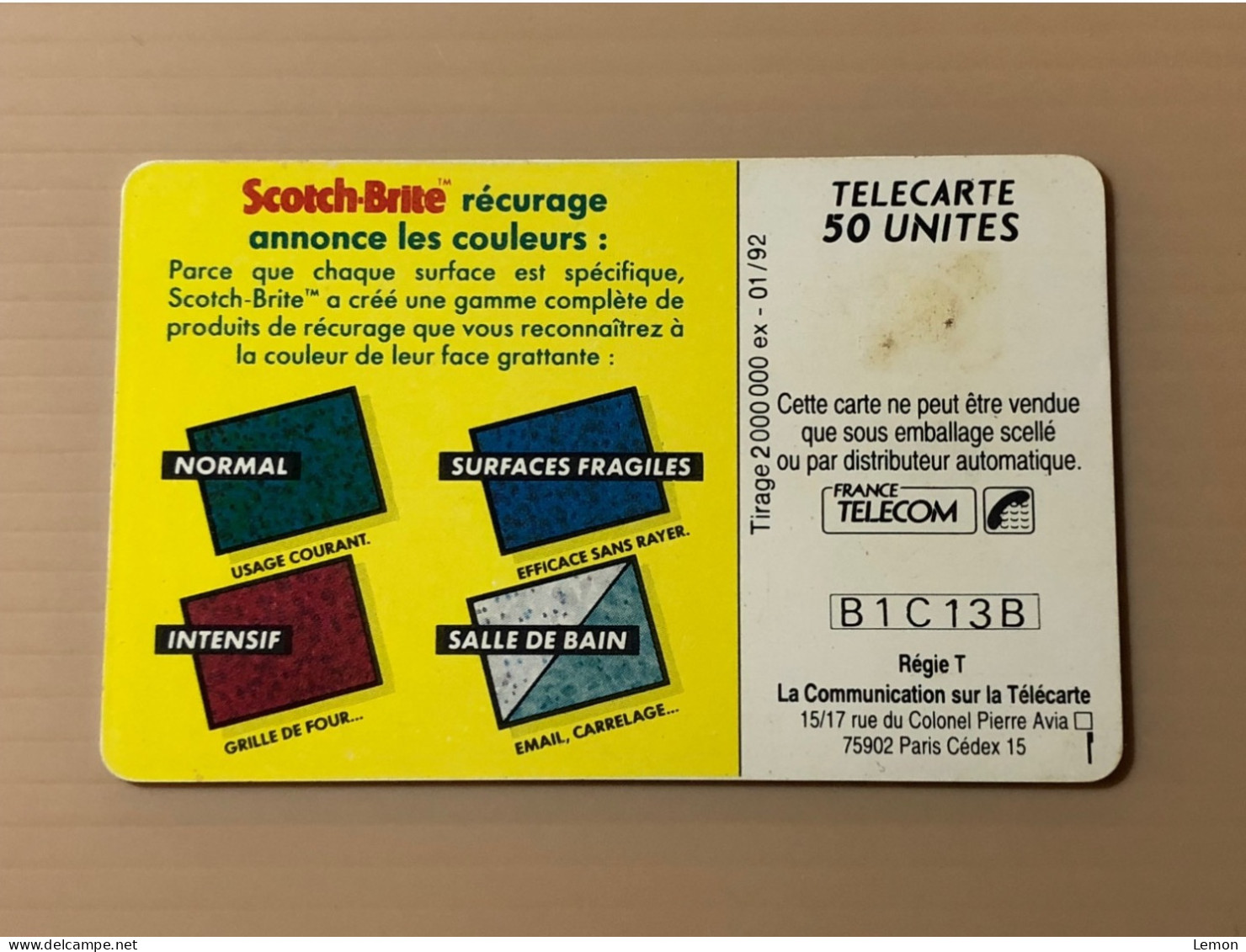 France Telecom Chip Telecarte Phonecard - Scotch Brite - Set Of 1 Used Card - Other & Unclassified