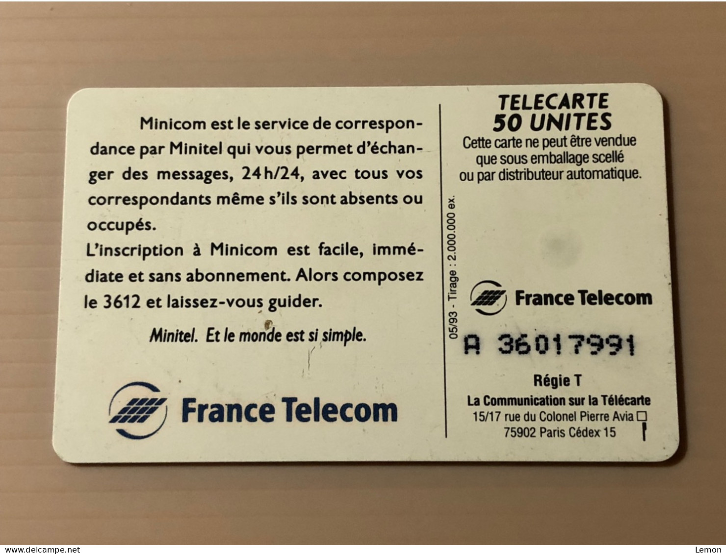 France Telecom Chip Telecarte Phonecard - MINICOM TAPEZ 3612 - Set Of 1 Used Card - Autres & Non Classés