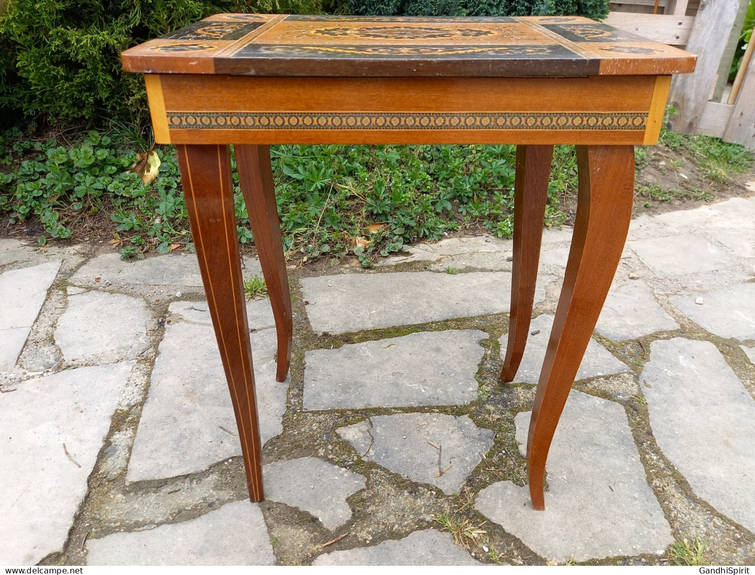 Splendide Table à/de Couture Ancienne Marqueterie Incrustation Art Nouveau? Vintage, Art Populaire